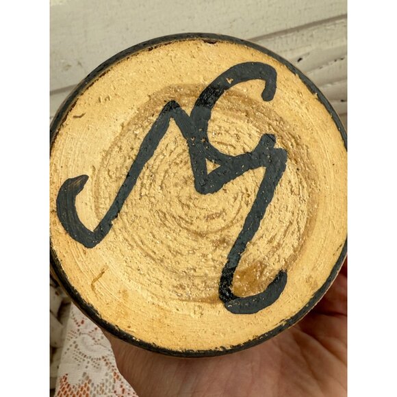 Vintage 1940s Stoneware Salt Glaze Art Pottery Vase Beige 4.5" Signed - Picture 6 of 9